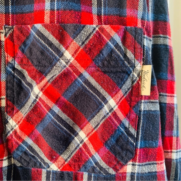 Woolrich Mens 100% Cotton Red Blue White Plaid Button Down Casual Shirt | Medium - Picture 2 of 5